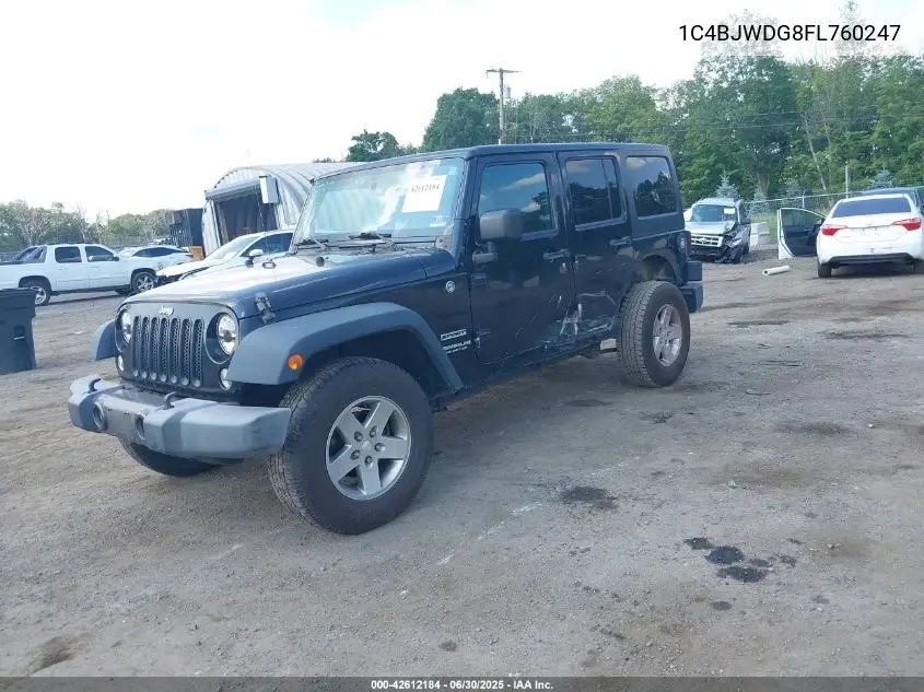 2015 Jeep Wrangler Unlimited Sport VIN: 1C4BJWDG8FL760247 Lot: 42612184