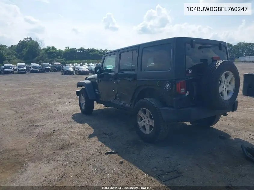 2015 Jeep Wrangler Unlimited Sport VIN: 1C4BJWDG8FL760247 Lot: 42612184