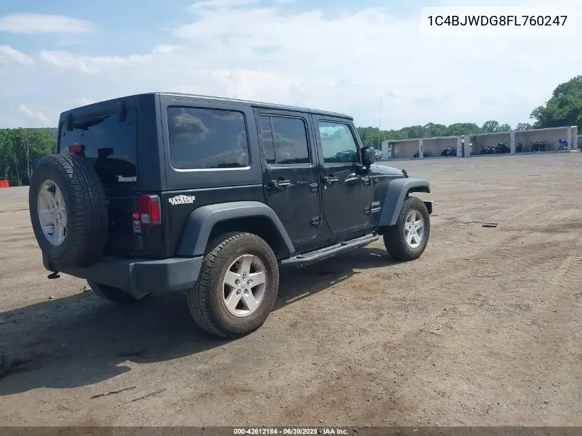 2015 Jeep Wrangler Unlimited Sport VIN: 1C4BJWDG8FL760247 Lot: 42612184