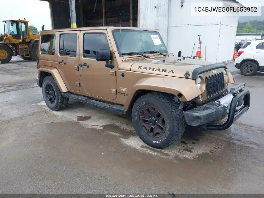 2015 Jeep Wrangler Unlimited Sahara VIN: 1C4BJWEG0FL653952 Lot: 42612581