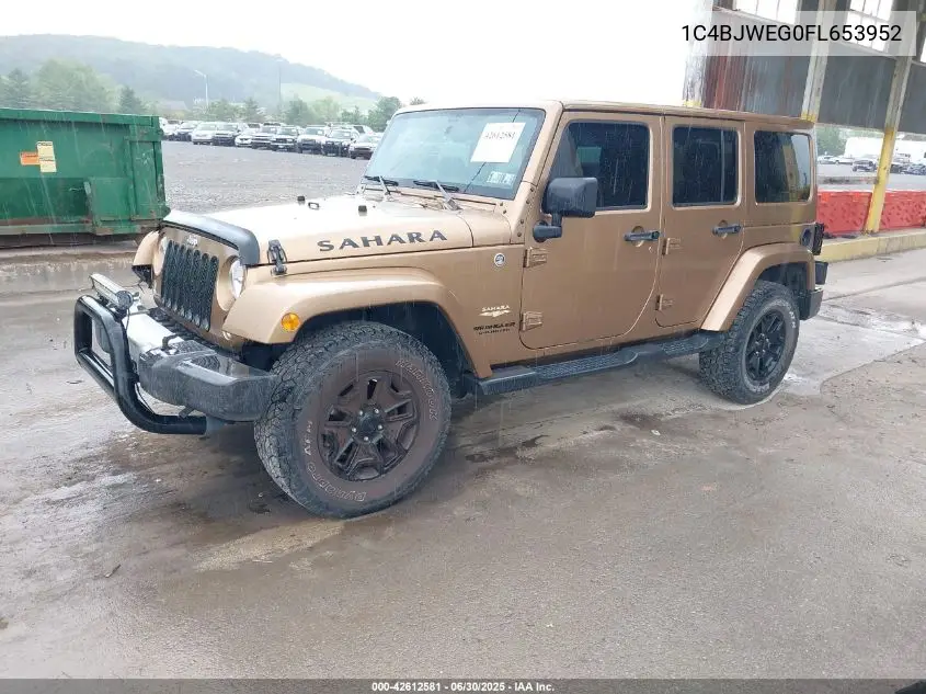 2015 Jeep Wrangler Unlimited Sahara VIN: 1C4BJWEG0FL653952 Lot: 42612581