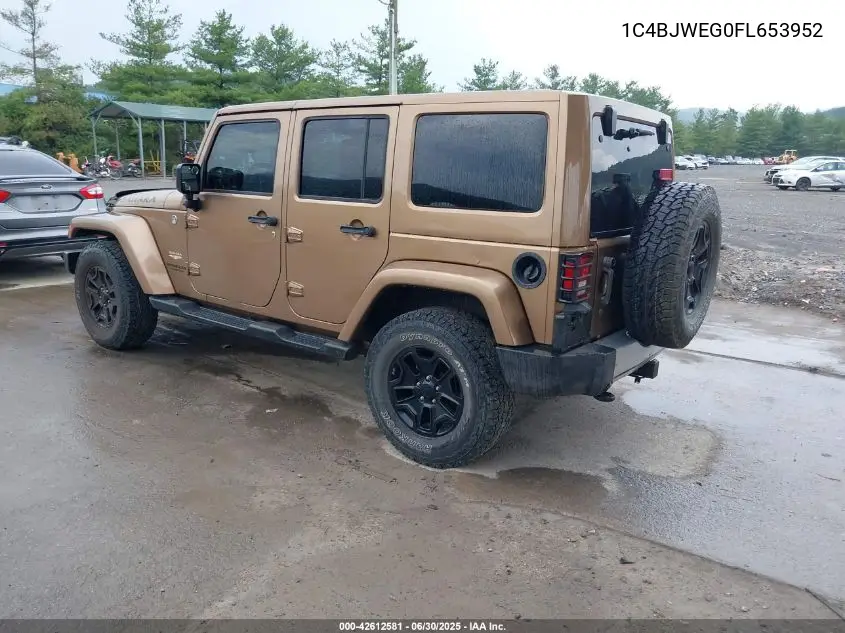2015 Jeep Wrangler Unlimited Sahara VIN: 1C4BJWEG0FL653952 Lot: 42612581