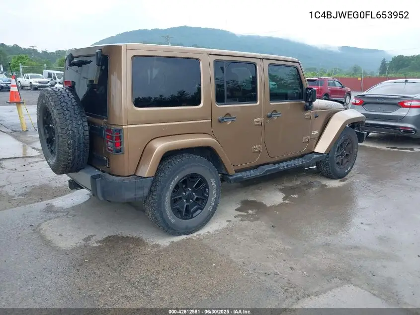2015 Jeep Wrangler Unlimited Sahara VIN: 1C4BJWEG0FL653952 Lot: 42612581