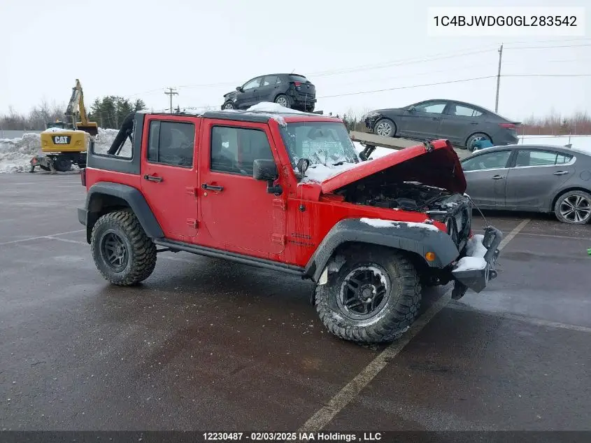 2016 Jeep Wrangler Unlimited Sport VIN: 1C4BJWDG0GL283542 Lot: 12230487