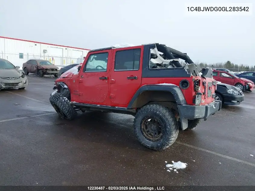2016 Jeep Wrangler Unlimited Sport VIN: 1C4BJWDG0GL283542 Lot: 12230487