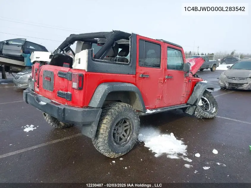 2016 Jeep Wrangler Unlimited Sport VIN: 1C4BJWDG0GL283542 Lot: 12230487