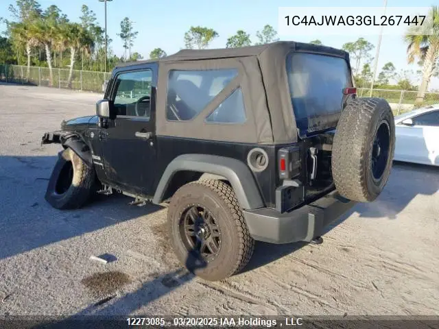2016 Jeep Wrangler Sport VIN: 1C4AJWAG3GL267447 Lot: 12273085