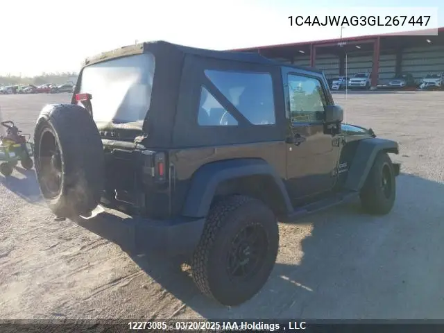 2016 Jeep Wrangler Sport VIN: 1C4AJWAG3GL267447 Lot: 12273085