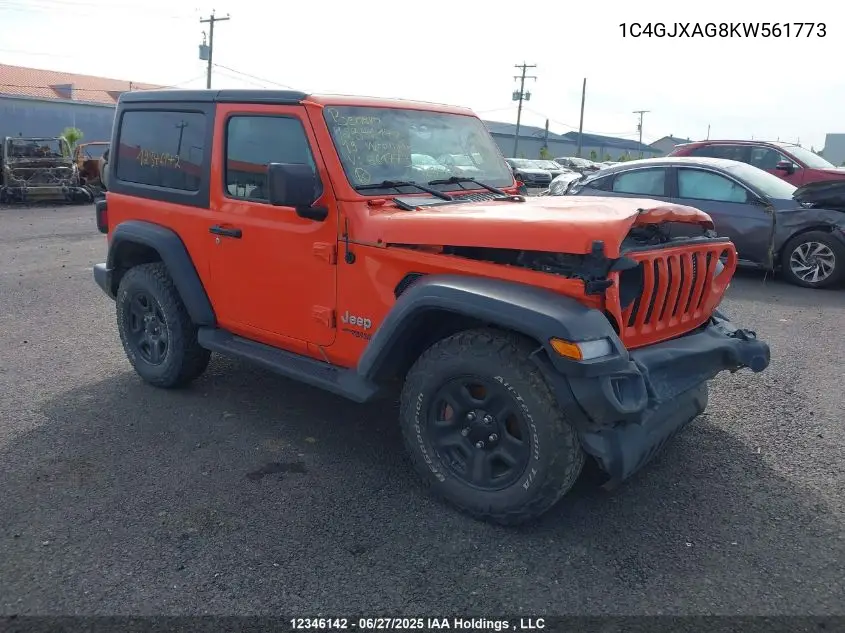 2019 Jeep Wrangler Sport VIN: 1C4GJXAG8KW561773 Lot: 12346142