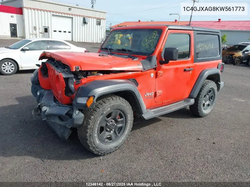 2019 Jeep Wrangler Sport VIN: 1C4GJXAG8KW561773 Lot: 12346142