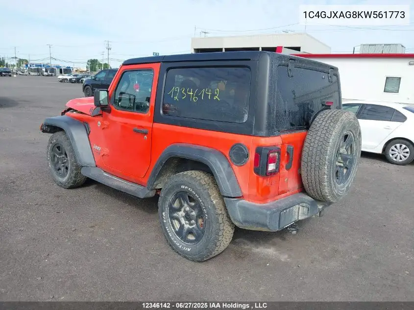 2019 Jeep Wrangler Sport VIN: 1C4GJXAG8KW561773 Lot: 12346142