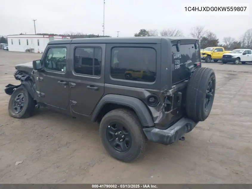 2019 Jeep Wrangler Unlimited Sport 4X4 VIN: 1C4HJXDG0KW559807 Lot: 41790082