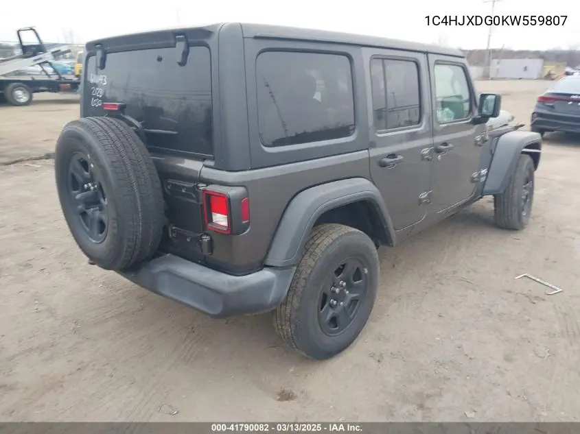 2019 Jeep Wrangler Unlimited Sport 4X4 VIN: 1C4HJXDG0KW559807 Lot: 41790082