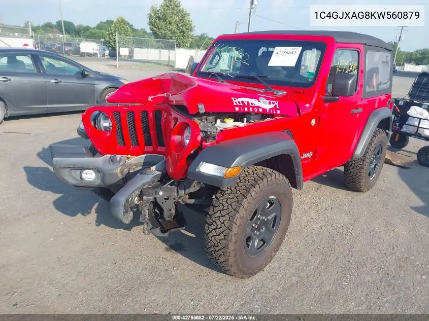 2019 Jeep Wrangler Sport 4X4 VIN: 1C4GJXAG8KW560879 Lot: 42755682