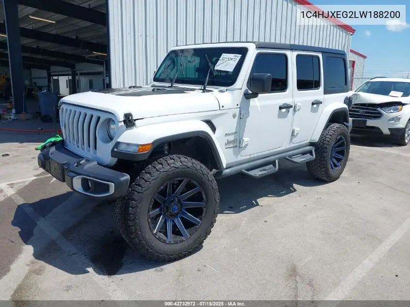 2020 Jeep Wrangler Unlimited Sahara 4X4 VIN: 1C4HJXEG2LW188200 Lot: 42732972