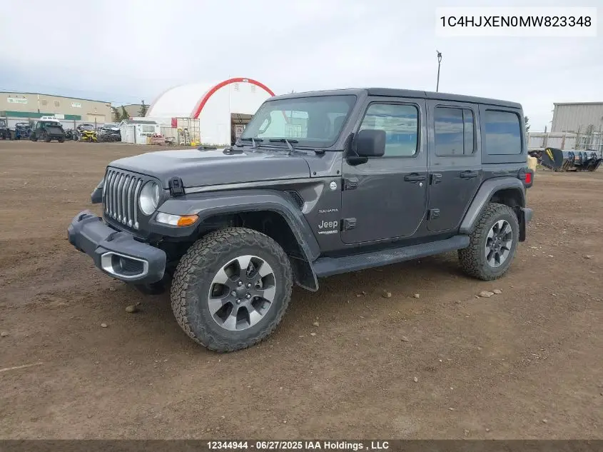 2021 Jeep Wrangler Unlimited Sahara VIN: 1C4HJXEN0MW823348 Lot: 12344944
