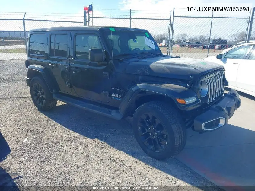 2021 Jeep Wrangler 4Xe Unlimited Sahara 4X4 VIN: 1C4JJXP68MW863698 Lot: 41615738