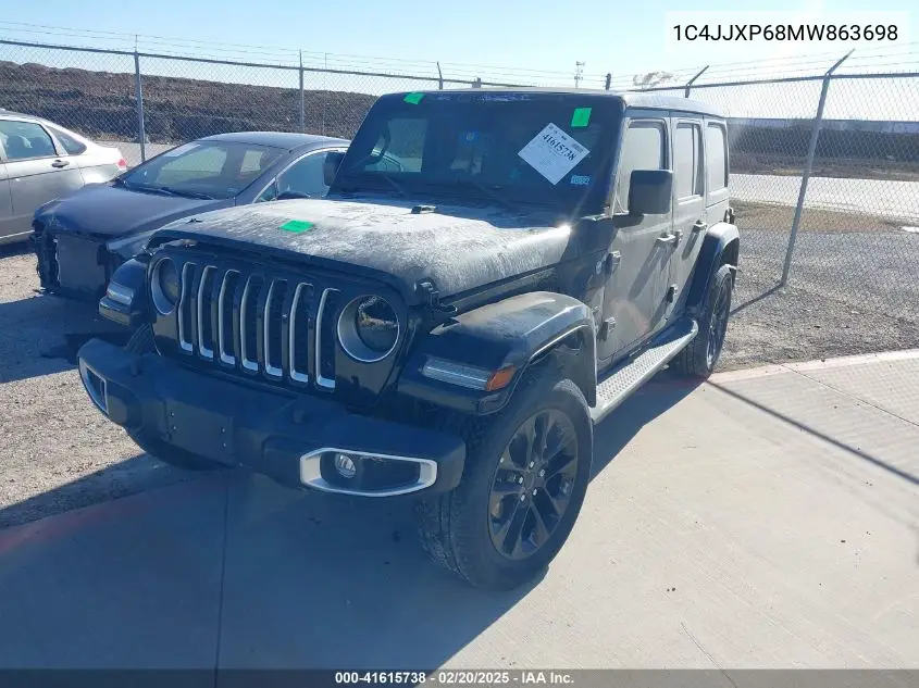 2021 Jeep Wrangler 4Xe Unlimited Sahara 4X4 VIN: 1C4JJXP68MW863698 Lot: 41615738