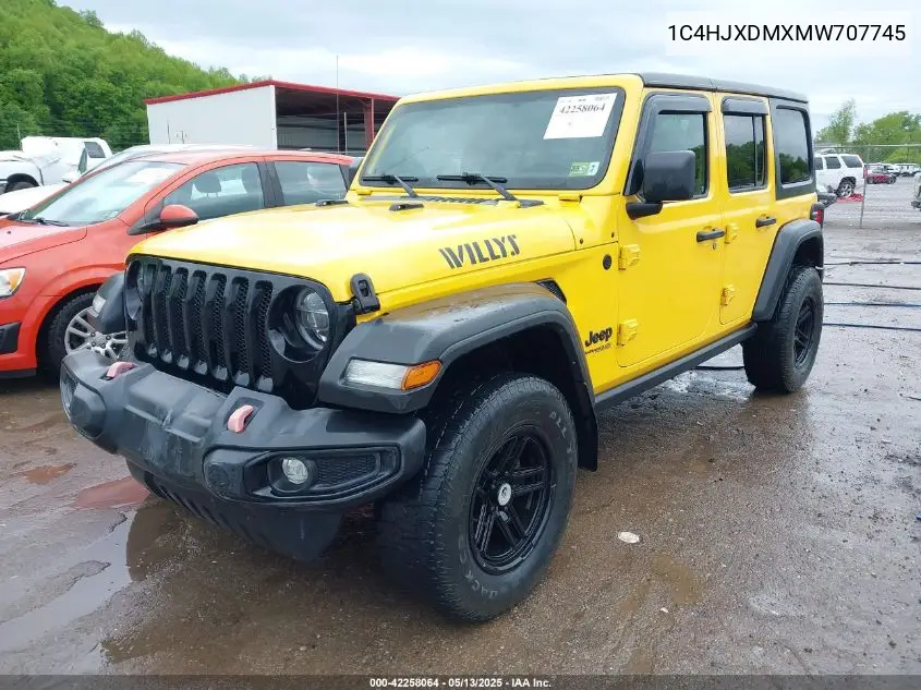 2021 Jeep Wrangler Unlimited Willys 4X4 VIN: 1C4HJXDMXMW707745 Lot: 42258064