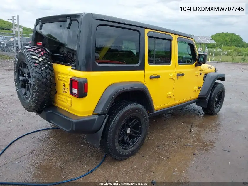 2021 Jeep Wrangler Unlimited Willys 4X4 VIN: 1C4HJXDMXMW707745 Lot: 42258064