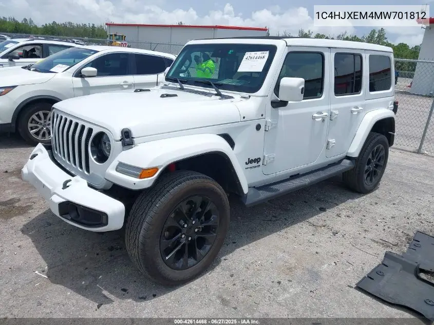 2021 Jeep Wrangler Unlimited High Altitude 4X4 VIN: 1C4HJXEM4MW701812 Lot: 42614468