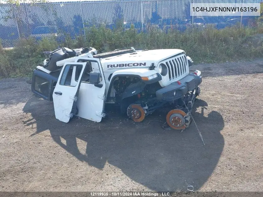 2022 Jeep Wrangler Unlimited Rubicon VIN: 1C4HJXFN0NW163196 Lot: 12119935