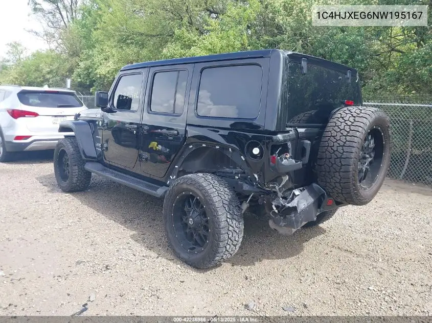 2022 Jeep Wrangler Unlimited Sahara 4X4 VIN: 1C4HJXEG6NW195167 Lot: 42236986