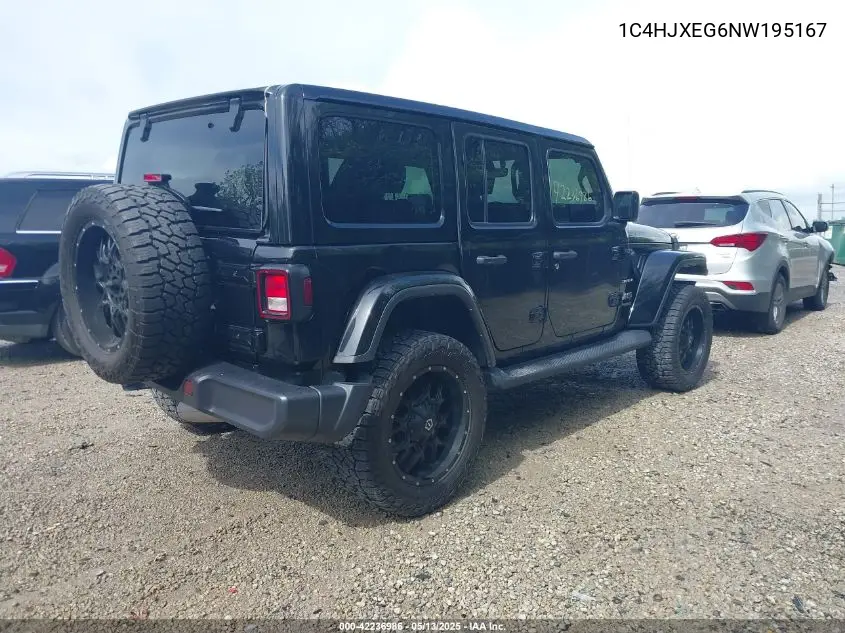 2022 Jeep Wrangler Unlimited Sahara 4X4 VIN: 1C4HJXEG6NW195167 Lot: 42236986