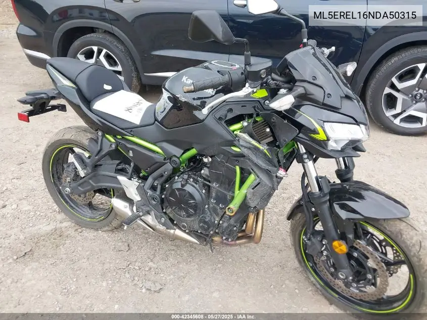 2022 Kawasaki Er650 L VIN: ML5EREL16NDA50315 Lot: 42345608
