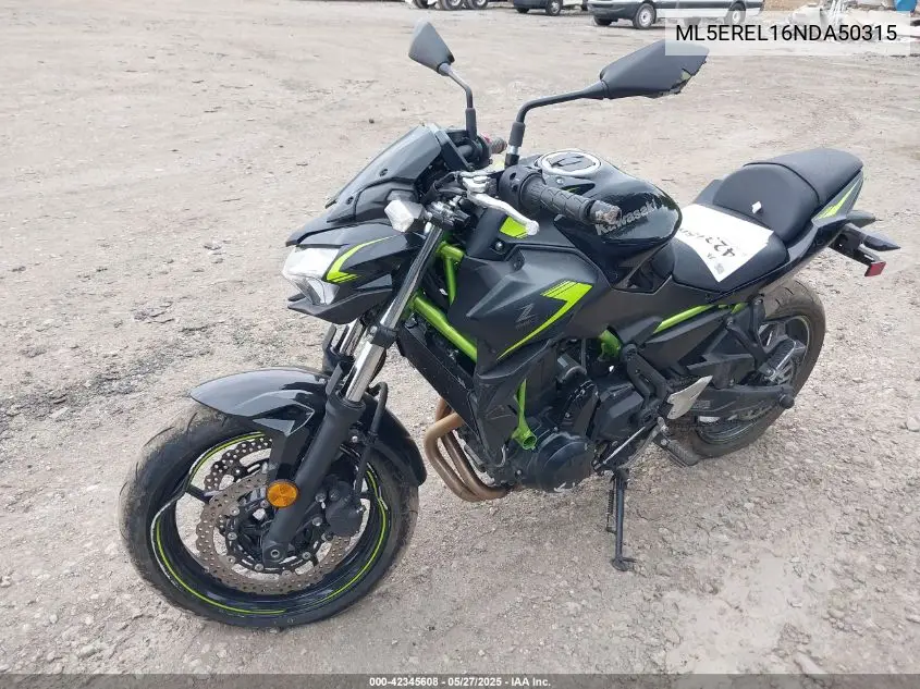2022 Kawasaki Er650 L VIN: ML5EREL16NDA50315 Lot: 42345608