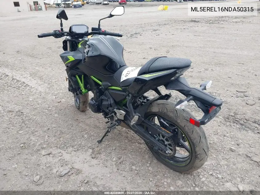 2022 Kawasaki Er650 L VIN: ML5EREL16NDA50315 Lot: 42345608