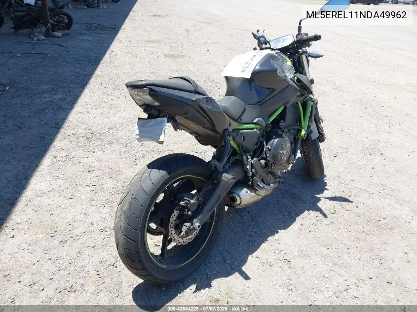 2022 Kawasaki Er650 L VIN: ML5EREL11NDA49962 Lot: 42664228
