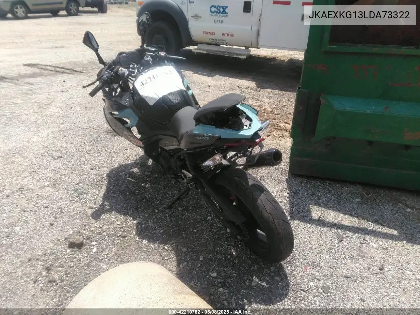 2020 Kawasaki Ex400 VIN: JKAEXKG13LDA73322 Lot: 42210782
