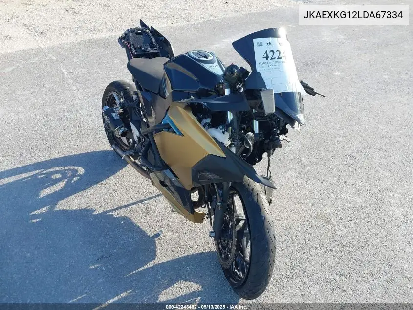 2020 Kawasaki Ex400 VIN: JKAEXKG12LDA67334 Lot: 42243482