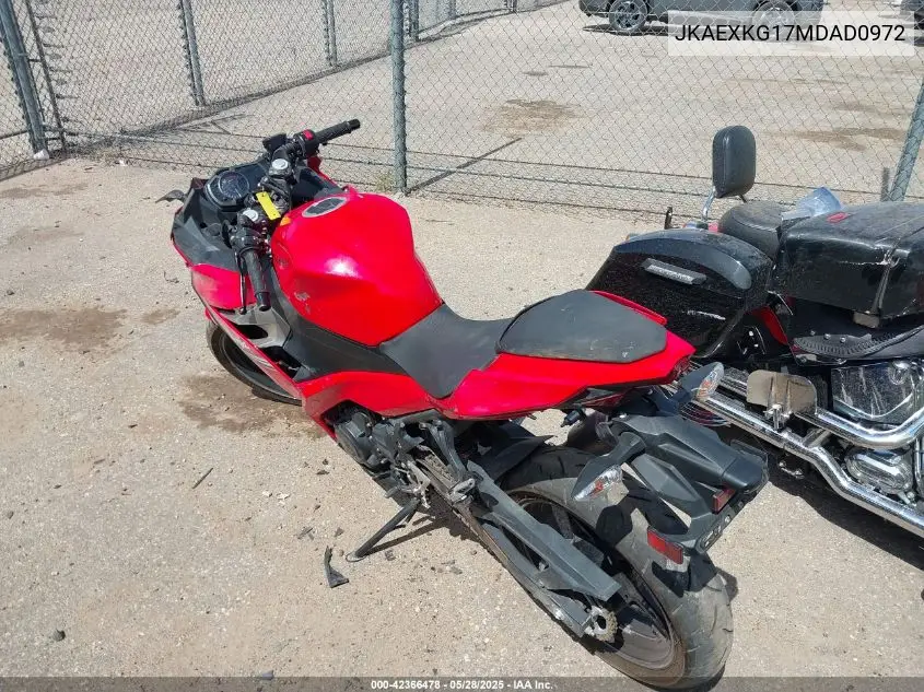2021 Kawasaki Ex400 VIN: JKAEXKG17MDAD0972 Lot: 42366478