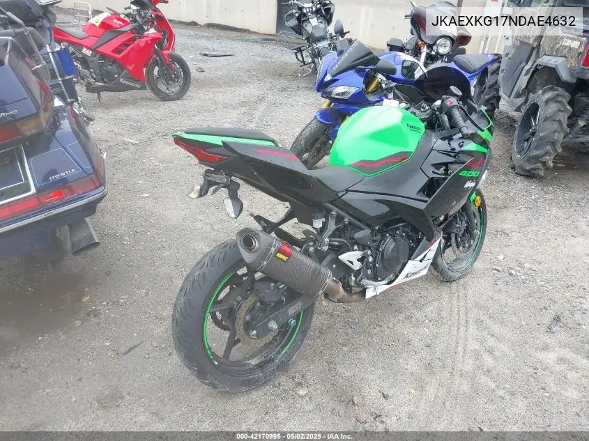 2022 Kawasaki Ex400 VIN: JKAEXKG17NDAE4632 Lot: 42170995