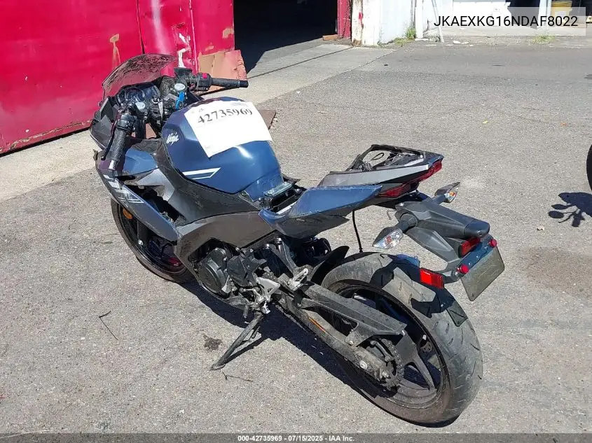 2022 Kawasaki Ex400 VIN: JKAEXKG16NDAF8022 Lot: 42735969