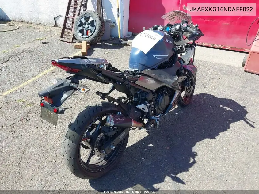2022 Kawasaki Ex400 VIN: JKAEXKG16NDAF8022 Lot: 42735969
