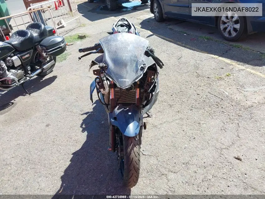 2022 Kawasaki Ex400 VIN: JKAEXKG16NDAF8022 Lot: 42735969