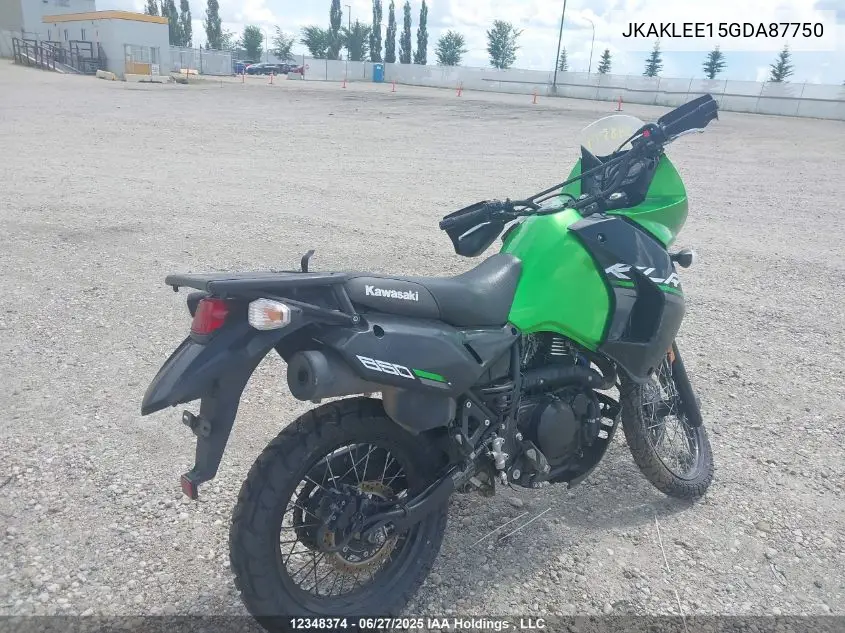 2016 Kawasaki Kl650 E VIN: JKAKLEE15GDA87750 Lot: 12348374