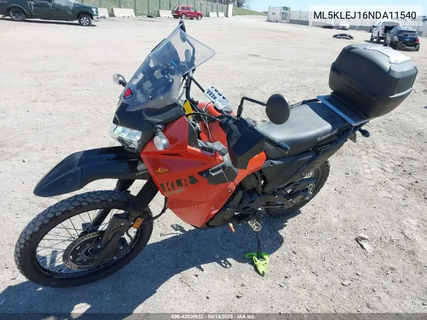 2022 Kawasaki Kl650 J VIN: ML5KLEJ16NDA11540 Lot: 42000932
