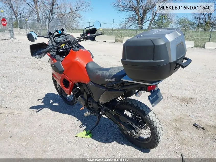 2022 Kawasaki Kl650 J VIN: ML5KLEJ16NDA11540 Lot: 42000932
