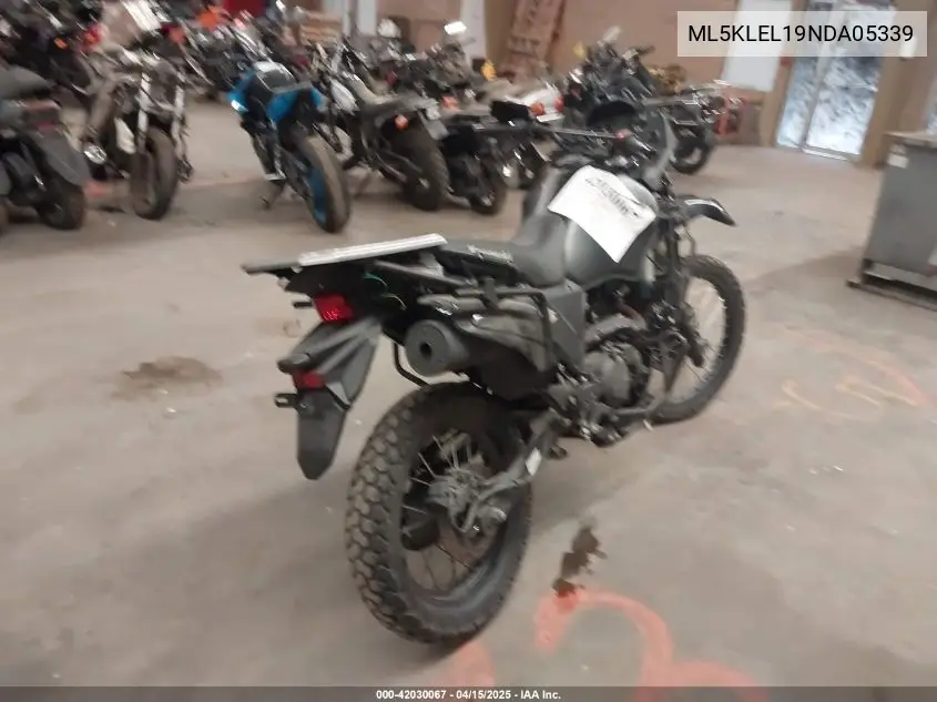 2022 Kawasaki Kl650 L VIN: ML5KLEL19NDA05339 Lot: 42030067