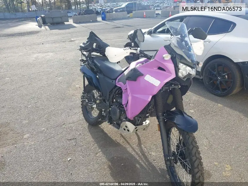 2022 Kawasaki Kl650 F VIN: ML5KLEF16NDA06573 Lot: 42144196
