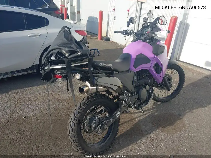 2022 Kawasaki Kl650 F VIN: ML5KLEF16NDA06573 Lot: 42144196