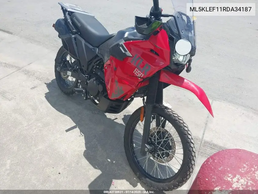 2024 Kawasaki Kl650 F VIN: ML5KLEF11RDA34187 Lot: 42730531