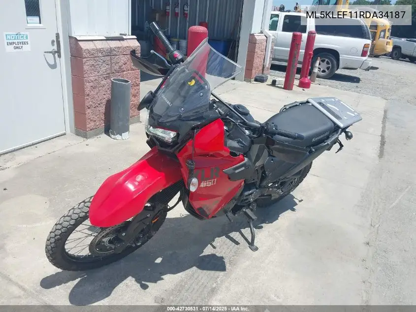 2024 Kawasaki Kl650 F VIN: ML5KLEF11RDA34187 Lot: 42730531