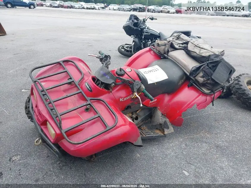 2005 Kawasaki Kvf360 A Prairie VIN: JKBVFHA135B546724 Lot: 42399223