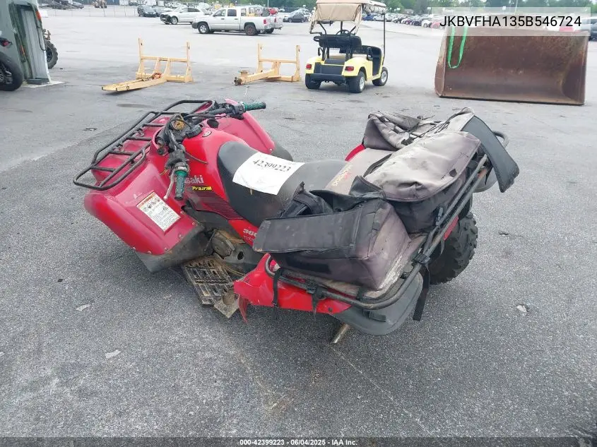 2005 Kawasaki Kvf360 A Prairie VIN: JKBVFHA135B546724 Lot: 42399223