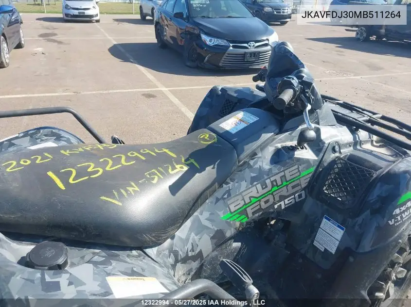 2021 Kawasaki Kvf750 J VIN: JKAVFDJ30MB511264 Lot: 12322994
